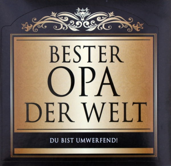 Flaschen-Etikett "Bester Opa der Welt" klassisch-elegant, Geschenkidee, Mitbringsel,